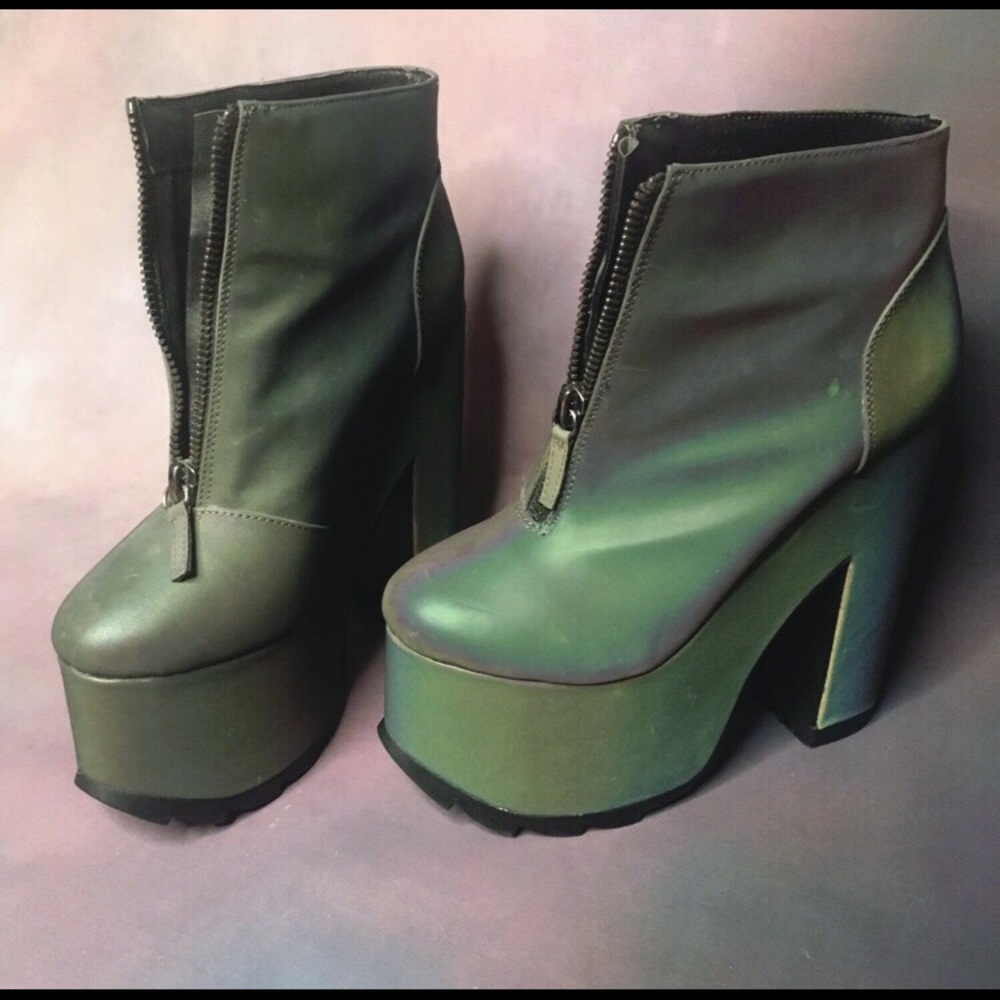 Nightmare Reflective High-heeled Booties by YRU